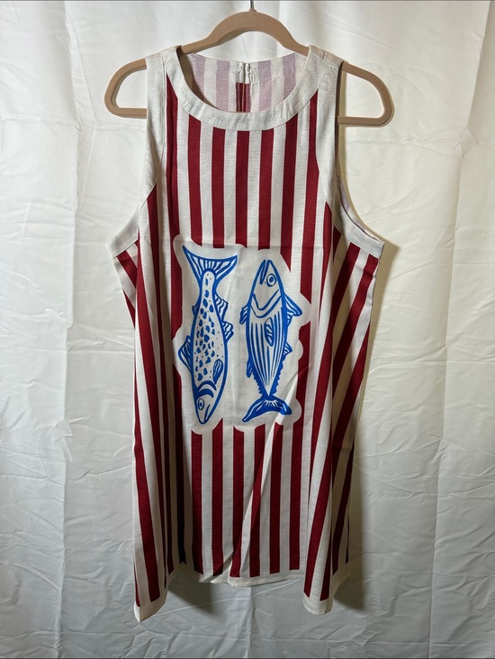 Dresses & Skirts - Striped Tank Dress with Blue Fish Motif